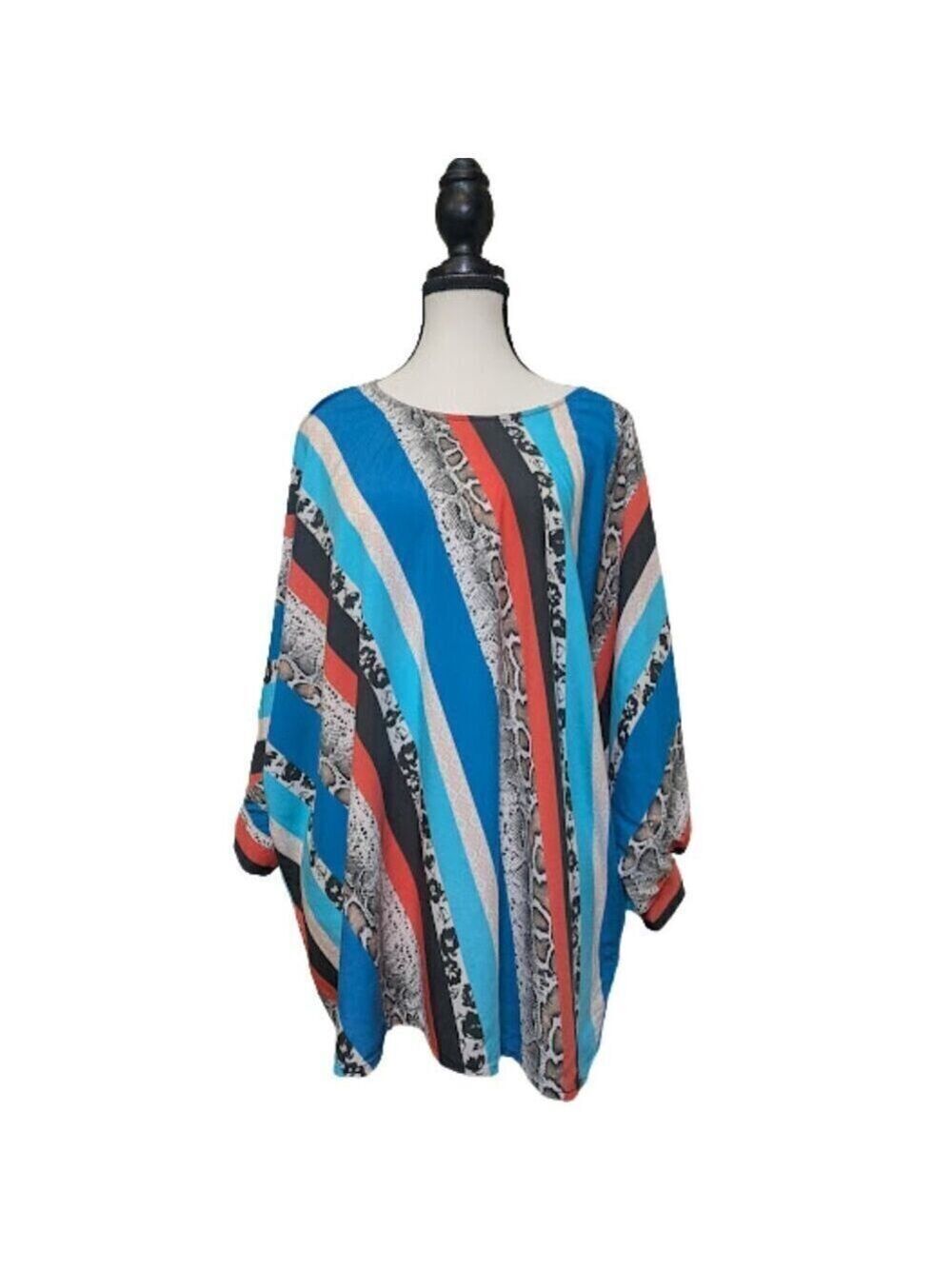 Oversized Boho Style Python Stripe Kimono Top Tolani Collection Size Large